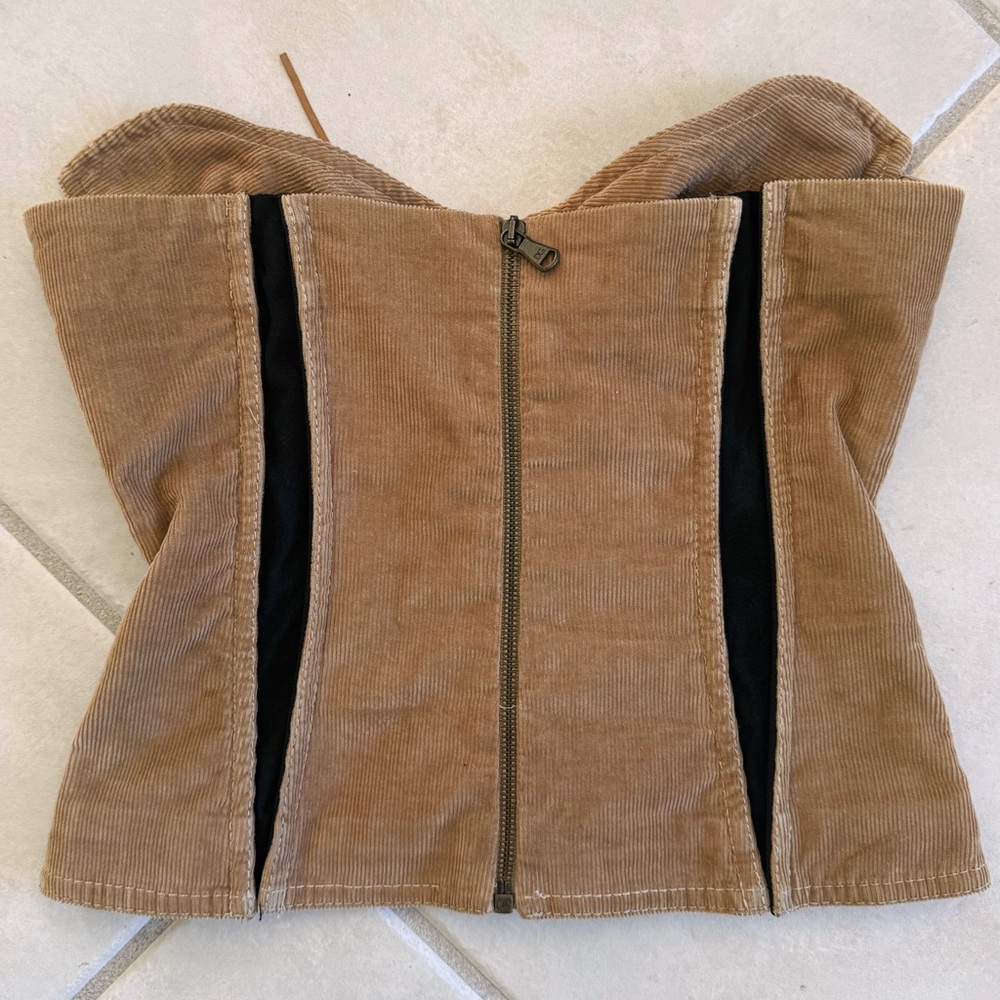 Dolce & Gabbana Vintage Corduroy Butterfly Lace-Up Corset Top - Picture 2 of 8